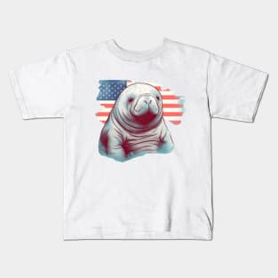 Stars & Stripes Manatee Kids T-Shirt